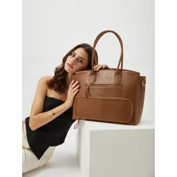 FARGO Ornate Brown Tote Bag with Detachable Strap (S) image 1