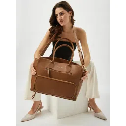 FARGO Ornate Brown Tote Bag with Detachable Strap (S) image 3