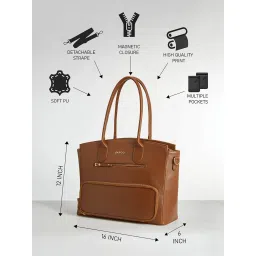 FARGO Ornate Brown Tote Bag with Detachable Strap (S) image 4