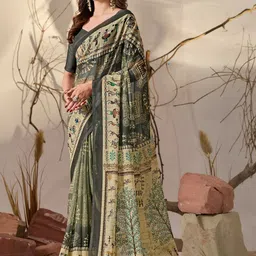 Moda Rapido Women Warli Printed Pure Georgette Saree With image 5