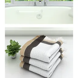 Athom Living 100% Premium Cotton Bath Towel Pack Of 3 - White-image-16