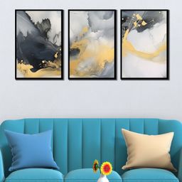 WENS Marble Print Framed Canvas Set of 3 Painting for Home Decor 19 Inch x 39 Inch-picture-34