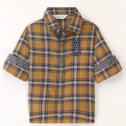 INFINITY Cotton Woven Full Sleeves Yarn Dye Checked Shirt - Mustard Yellow-picture-31