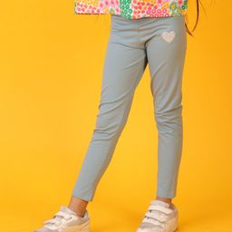 Anthrilo Cotton Blend Heart Glitter Printed Leggings - Blue-picture-7