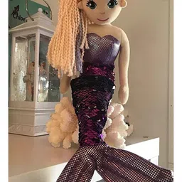Tickles Royal Mermaid Princess Soft Doll with Shiny Sequin Tail & Crown for Kids Boys & Girls Birthday Gift (Color: Purple Size: 45 cm)-picture-12