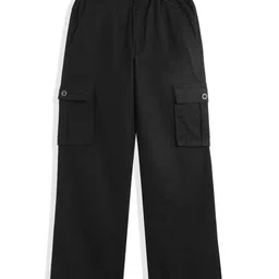 CAVIO Cotton Woven Solid Cargo Pant With Belt - Black-picture-15