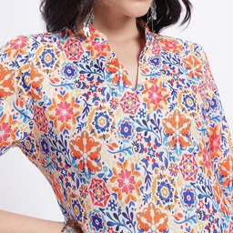 Anouk Rustic Floral Printed Mandarin Collar Straight Kurti image 3