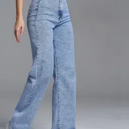 Aadvi Fashion Women Smart Wide Leg High-Rise Highly Distressed Stretchable Jeans-image-96
