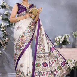 priyashi Ethnic Motifs Printed Bhagalpuri Saree With Blouse Piece image 3