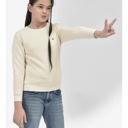 CRIMSOUNE CLUB Cotton Full Sleeves Solid Sweatshirt - Beige image 5