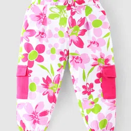 Ollington St. 100% Cotton Knit Full Sleeves Floral Printed Winter Wear Set Of Hoodie & Cargo Joggers - Multicolor image 4