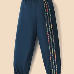 Tiara Cotton Spandex Knit Full Sleeves Floral Printed & 3D Applique Detailed Crop Top With Coordinating Joggers & Cap Set - White image 5