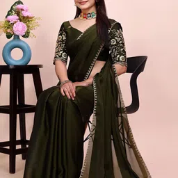 K 5 Fashion Embroidered Pure Chiffon Saree image 2