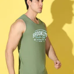 WOOSTRO Pack Of 2 Printed Super Combed Cotton Gym Vests VWS26(ALONE YELLOW)(BKLN LGTGREEN) image 5