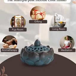 Ekhasa Green & Brown Ceramic Heat Resistant Dhoop Dani Loban Burner Holder Stand For Home image 5