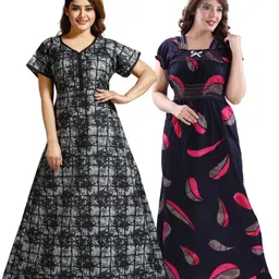 Inner Beats Pack Of 2 Cotton Blend Nightdress-picture-14