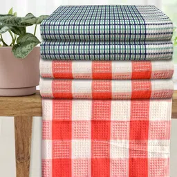 Athom Living White & Red 5 Printed Cotton 210 GSM Bath Towel-image-96