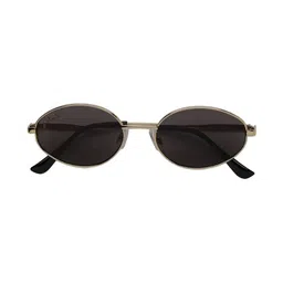 MacV Unisex Black Lens & Gold-Toned Oval Sunglasses with image 4
