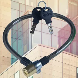 Foora 22 inch Steel Multipurpose Cable Lock Black with 2 Keys & Keychain, CL-02 image 2