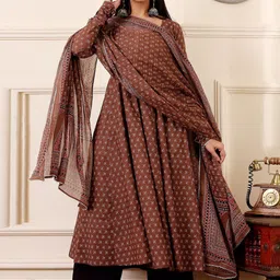 KALINI Women Floral Printed Regular Kurta with Palazzos & With Dupatta image 3