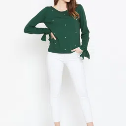 Zastraa Women Green Embellished Top image 5