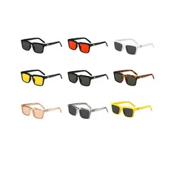 AUGEN Unisex Black Lens & Black Rectangle Sunglasses with image 2