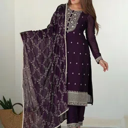 TURITY Women Ethnic Motifs Embroidered Regular Thread Work Kurta with Trousers & With Dupatta-picture-18
