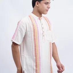 Cot'N Soft Striped Mandarin Collar Cotton Kurta image 2