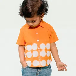 Tiber Taber 100% Cotton Half Sleeves Tie Dye Shirt - Orange-picture-13