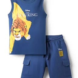 Pine Kids Disney Terry Knit Sleeveless Tank T-Shirt & Shorts Set With Lion King Graphics - Navy Blue-picture-16