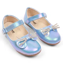 Cute Walk by Babyhug Velcro Closure Ballerina with Bow Applique - Blue-picture-15