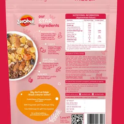 Zerobeli Crunchy Fruit Delight Muesli 425 g |100% Wholegrain Muesli with Fruits, Seeds & Almonds image 2