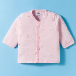 Zero Interlock Knit Full Sleeves Night Suit With Animal Print - Pink image 2