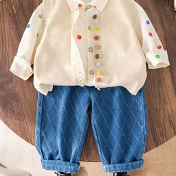 INCLUD Boys Printed Sleeveless Cardigan With Shirt & Denim Pants-picture-45