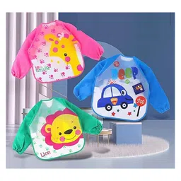 BabyGo Sleeves Washable Waterproof Feeding Bib for Babies and Kids -1 Piece (Random Color) image 3