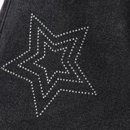 Pine Kids Denim Woven Full Length Washed Jeans With Star Detailing - Black image 3