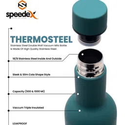 SPEEDEX Imperio Vacuum Insulated 24 Hrs Hot & Cold Thermosteel Water Bottle (500 ml, Green ) image 3