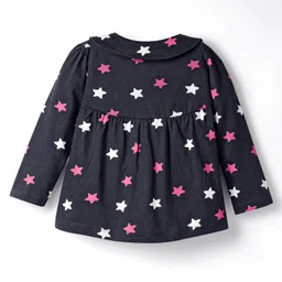 Babyhug Cotton Knit Full Sleeves Co-ords Night Suit With Star Print - Violet image 3
