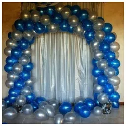 Bubble Trouble Metallic Balloons Set Blue Silver - Pack of 100 image 4