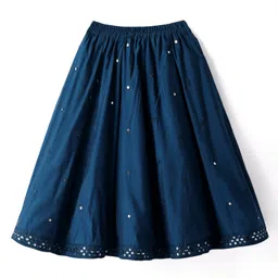 Babyhug Woven Halter Neck Lehenga Choli Set with Embroidery Mirror Sequin & Dupatta - Navy Blue image 5