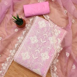 LeeliPeeri Designer Floral Embroidered Thread Work Unstitched Dress Material-picture-32