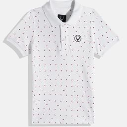Allen Solly Junior Boys Micro Ditsy Printed Polo Collar Pure Cotton T-shirt-picture-2