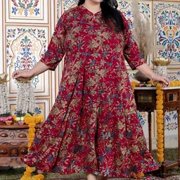 Swasti Women Floral Print Fit & Flare Maxi Dress-image-54
