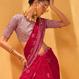 Anouk Ethnic Motifs Printed Saree With Blouse Piece image 3