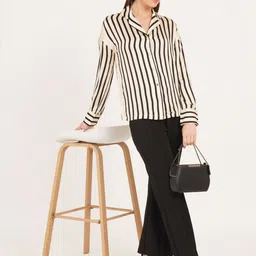 IX IMPRESSION Striped Satin Shirt Style Top image 4