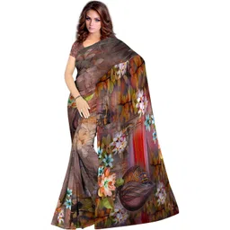SHIVAM FABRICS Floral Poly Georgette Saree image 1