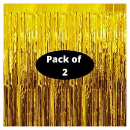 Bubble Trouble Golden Foil Curtains Birthday Decoration for Boys Girls Baby Shower Golden Foil Fringe Tinsel Curtain - Pack of 2-picture-37