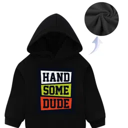 KAVEE Full Sleeves Handsome Dude Printed Pure Cotton Warm Fleece Hooded Sweatshirt - Black-picture-18
