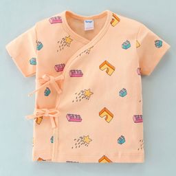 Tango Cotton Single Jersey Knit Half Sleeves Vest Star Print - Peach-picture-34