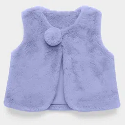 Mi Arcus Knit Sleeveless Pom Pom & Fur Detailed Shrug - Lavender-picture-29